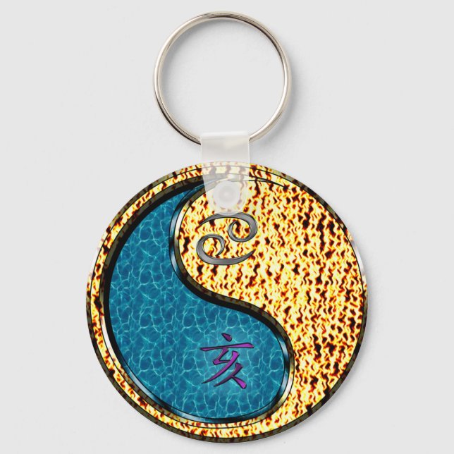 Cancer & Fire Boar Keychain (Front)