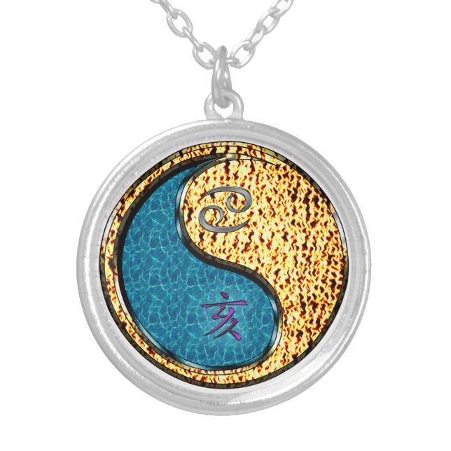 Cancer & Fire Boar Silver Plated Necklace (Front)