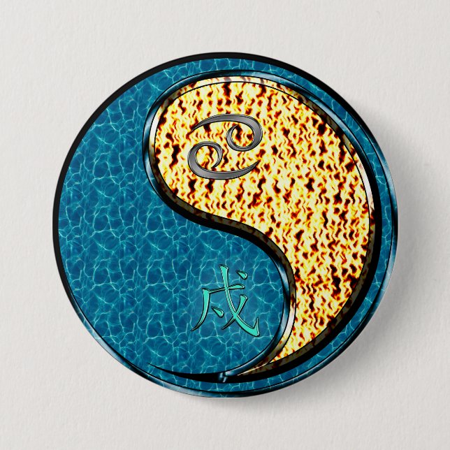 Cancer & Fire Dog Button (Front)