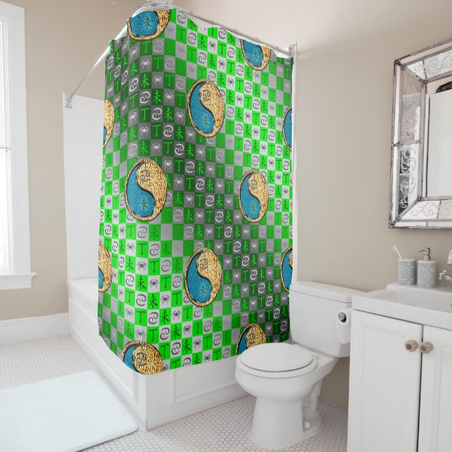 Cancer & Fire Goat Shower Curtain (In Situ)
