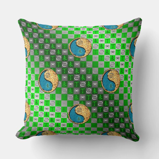 Cancer & Fire Goat Throw Pillow (Front)