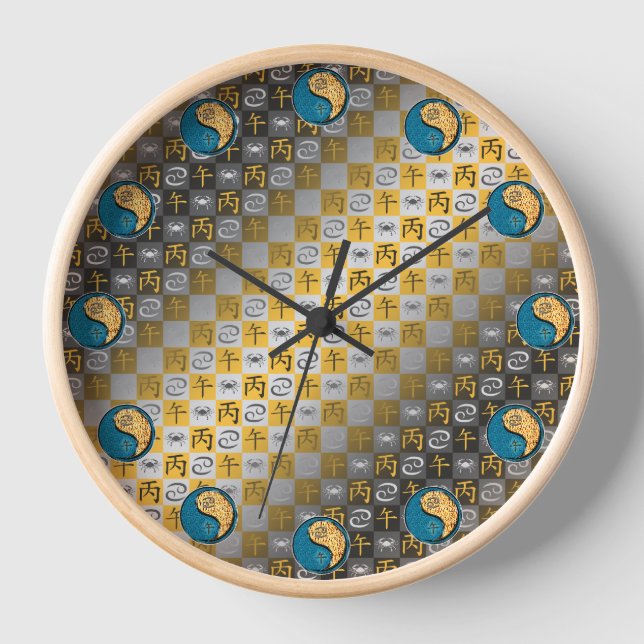 Cancer & Fire Horse Clock (Front)