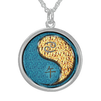 Cancer & Fire Horse Sterling Silver Necklace