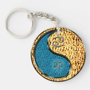 Cancer & Fire Rabbit Keychain