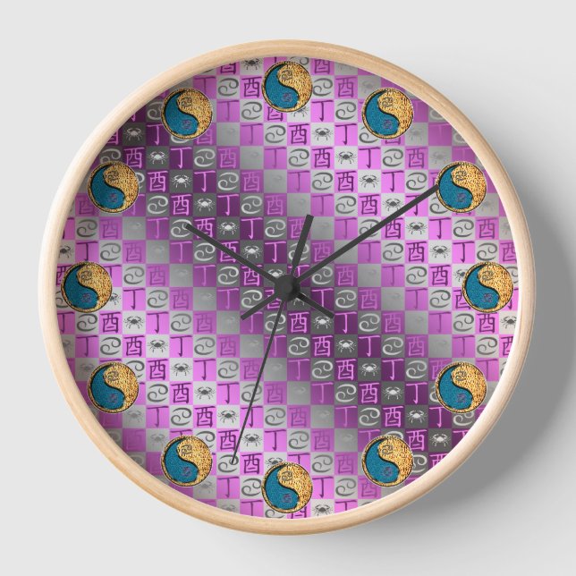 Cancer & Fire Rooster Clock (Front)