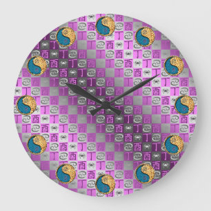 Cancer & Fire Rooster Large Clock