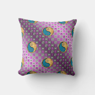 Cancer & Fire Rooster Throw Pillow
