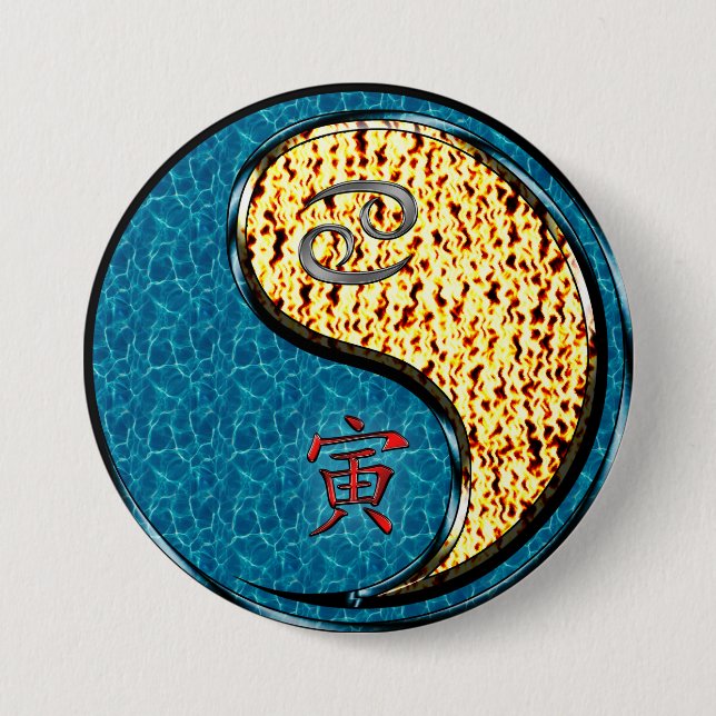 Cancer & Fire Tiger Button (Front)