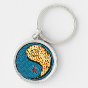 Cancer & Fire Tiger Keychain