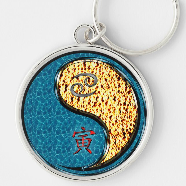 Cancer & Fire Tiger Keychain (Front)