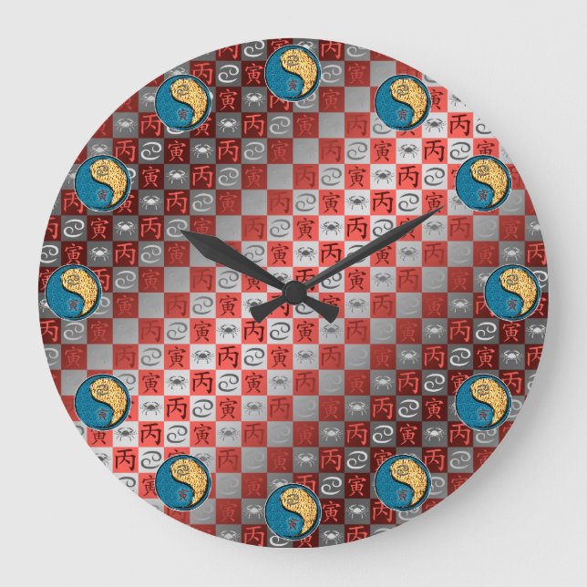 Cancer & Fire Tiger Large Clock (Front)
