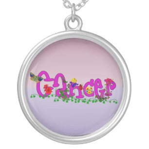Cancer Flowers Silver Plated Necklace