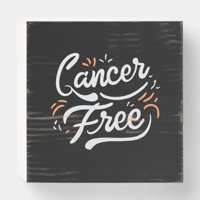 cancer free breast cancer awareness  wooden box sign (Front Horizontal)