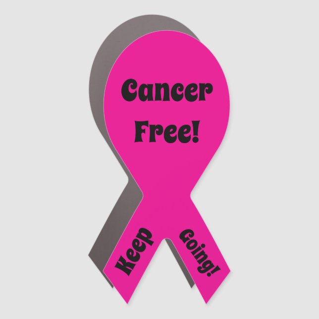 Cancer Free! Keep Going! Ribbon Car Magnet (Front)