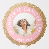 Cancer Free Pink Faux Gold Glitter Photo