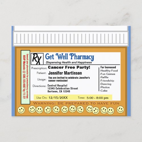 Cancer Free RX for Fun Postcard