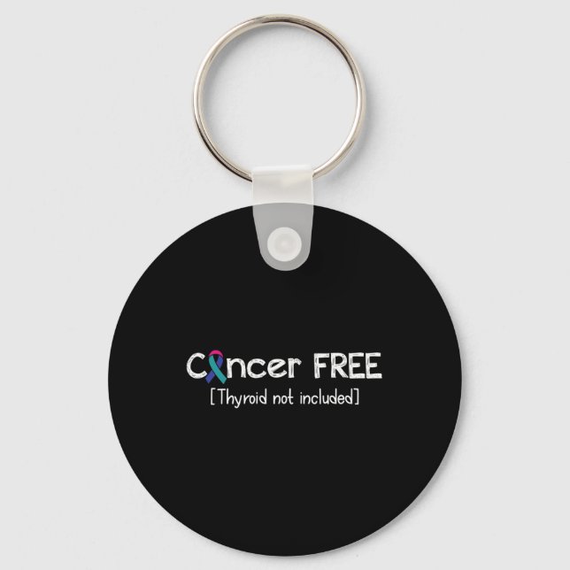 Cancer Free- Thyroid Cancer Support Ribbon  Keychain (Front)