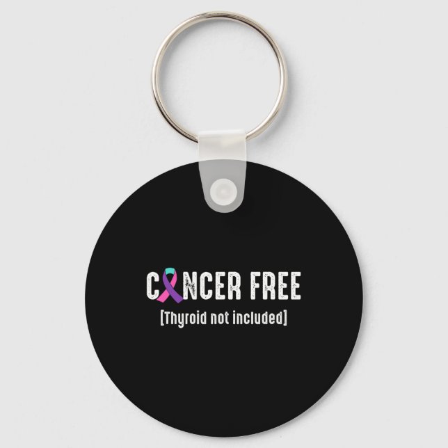 Cancer Free Thyroid Cancer Support Ribbon  Keychain (Front)