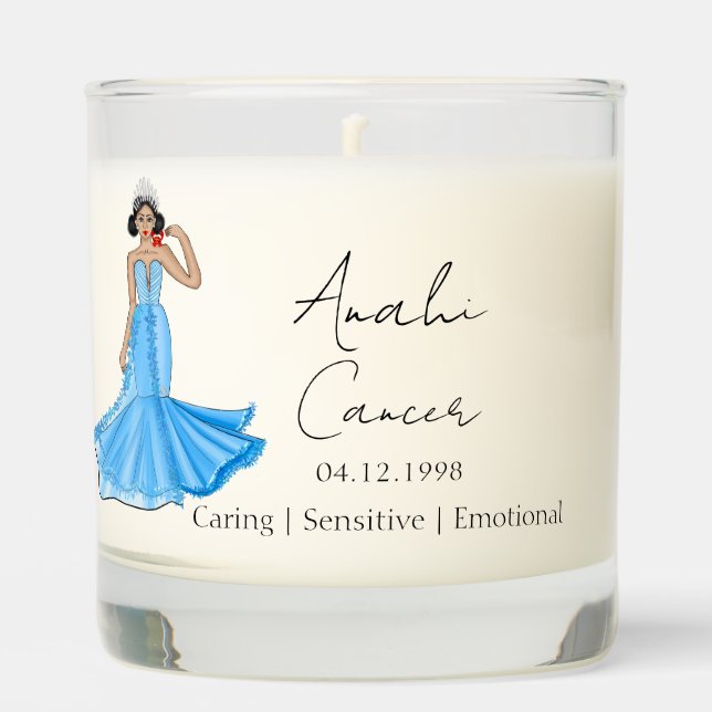 Cancer Goddess with Red Crab Custom Name Scented Candle (Front)