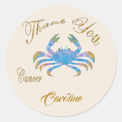 Cancer Gold Glitter Thank You Classic Round Sticker