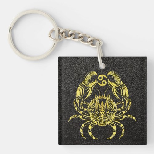 Cancer Gold on Leather Keychain