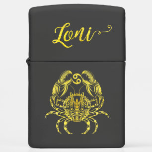 Cancer Gold Zippo Lighter with Name