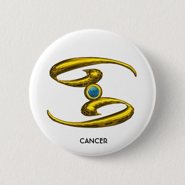 CANCER GOLD ZODIAC BIRTHDAY JEWEL WITH BLUE OPALE BUTTON (Front)