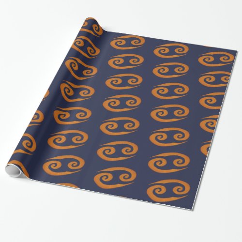 Cancer Golden Zodiac Sign Wrapping Paper