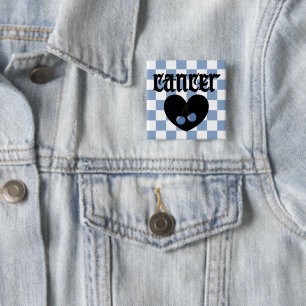 Cancer Gothic Aesthetic Checkered Cherries Design Button