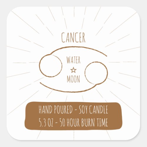 Cancer Hand Poured Horoscope Soy Candle Label