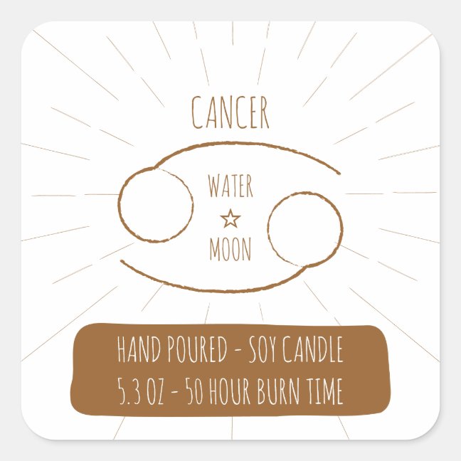 Cancer Hand Poured Horoscope Soy Candle Label