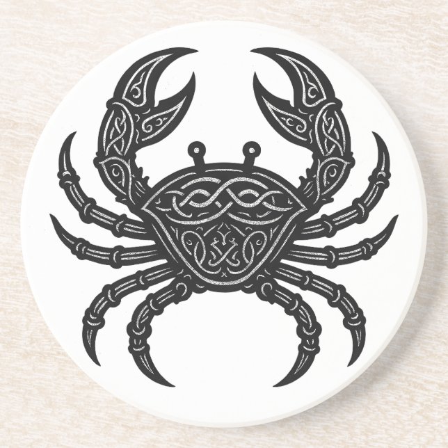 Cancer — Haunted Ink Zodiac Crab Coaster (Front)