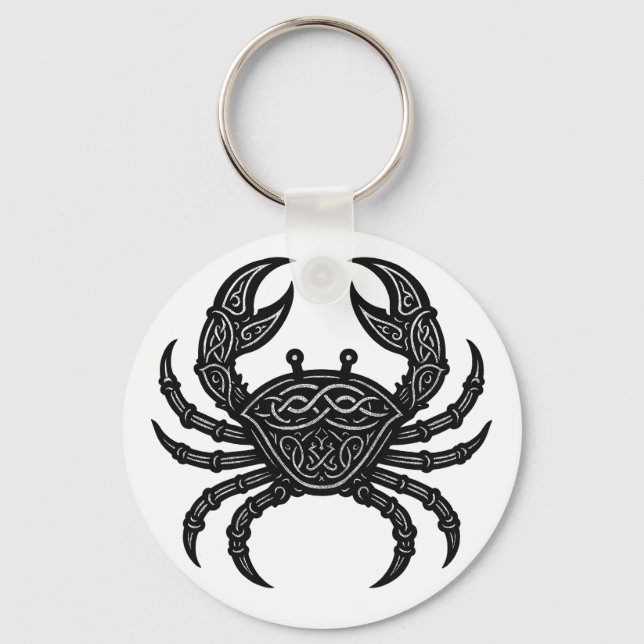 Cancer — Haunted Ink Zodiac Crab Keychain (Front)