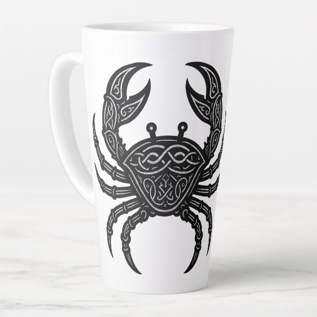 Cancer — Haunted Ink Zodiac Crab Latte Mug (Left Angle)