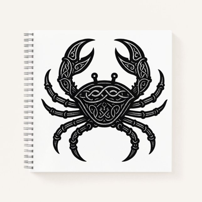 Cancer — Haunted Ink Zodiac Crab Notebook (Front)