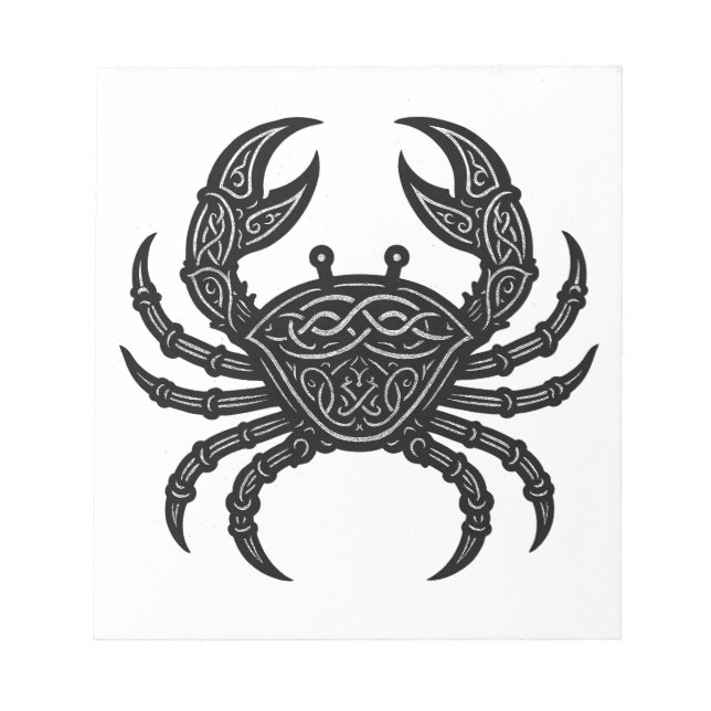 Cancer — Haunted Ink Zodiac Crab Notepad (Front)