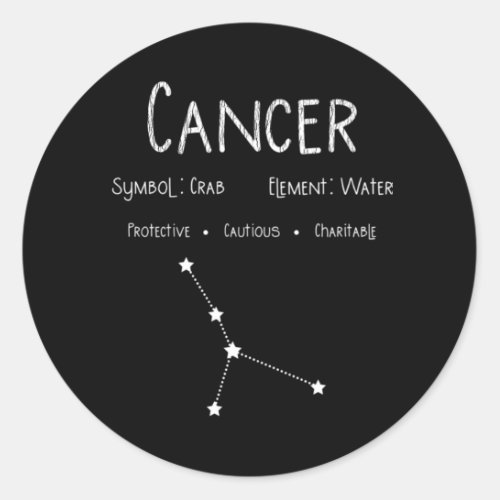 Cancer Horoscope Astrology Star Sign Birthday Gift Classic Round Sticker