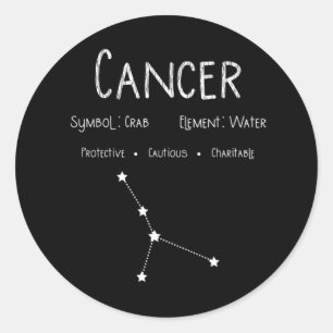 Cancer Horoscope Astrology Star Sign Birthday Gift Classic Round Sticker