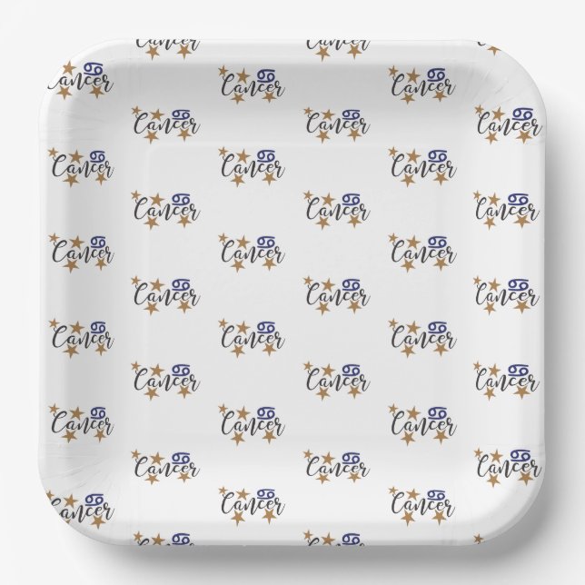 Cancer Horoscope Birthday Paper Plates (Front)