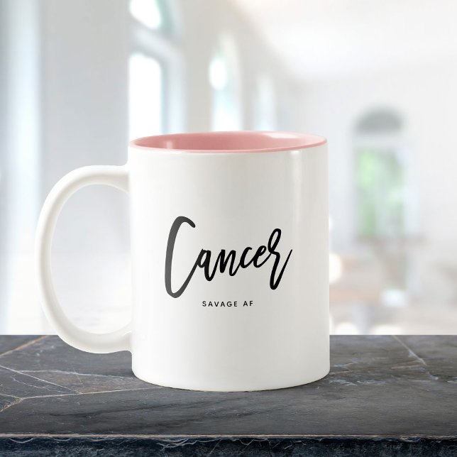 Cancer Horoscope Modern Fun Birthday Script Zodiac Two-Tone Coffee Mug (Creator Uploaded)