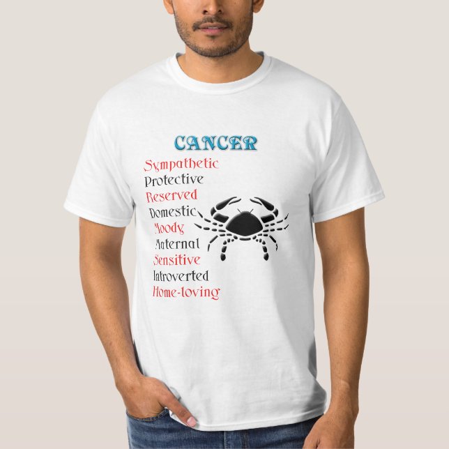 Cancer Horoscope Zodiac Sign T-Shirt (Front)