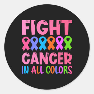 Cancer In All Color Ribbon Breast Cancer Awareness Classic Round Sticker