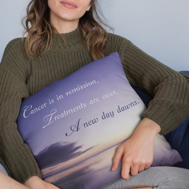 Cancer in Remission Inspirational Sunset Throw Pillow (Creator Uploaded)