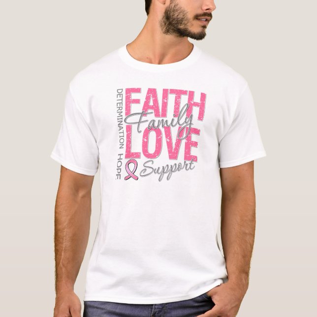 Cancer Inspiring Slogan Collage Breast Cancer T-Shirt (Front)