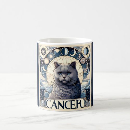 Cancer Intuitive Cat Zodiac Art Nouveau Coffee Mug