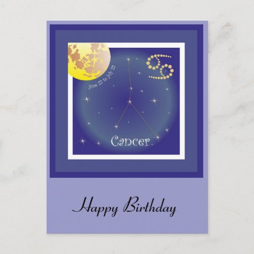 Cancer June 22 to July 22 Postcard