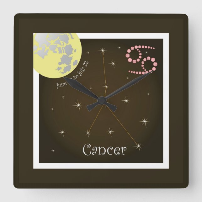 Cancer June 22 to July 22 Uhr Square Wall Clock (Front)