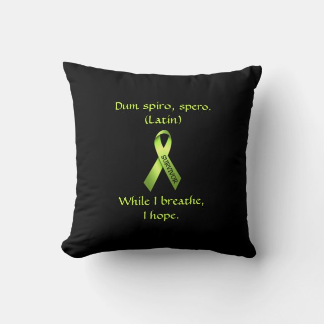Cancer Lime Green Survivor Ribbon Pillow (Front)