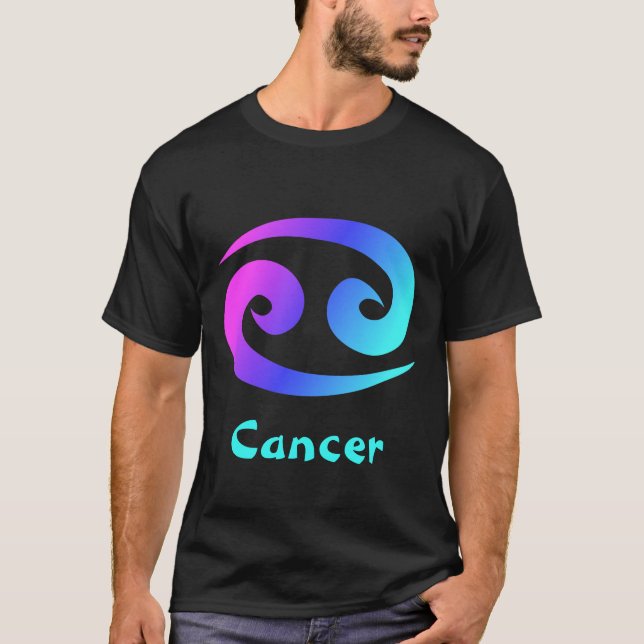 Cancer Magenta Blue Aqua Zodiac Sign T-Shirt (Front)