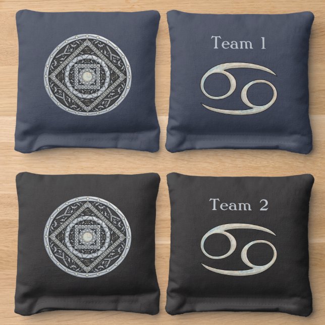 Cancer Mandala Cornhole Bags (Wood)
